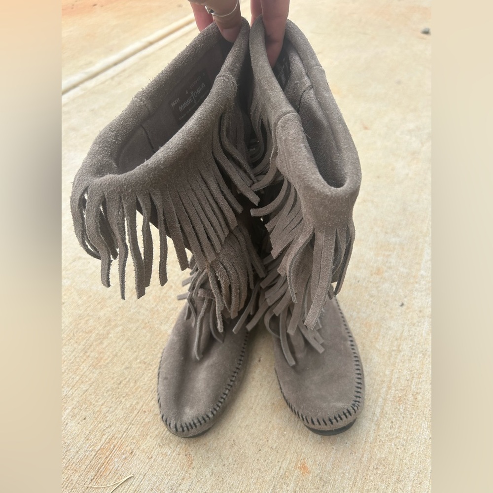 Minnetonka fringe moccasin boots